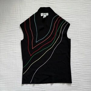 Escio black rainbow sleeveless sweater top size Small